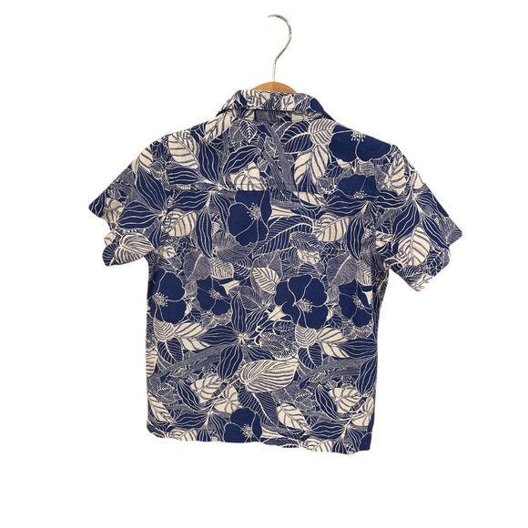 Janie And Jack Boys Hawaiian Print Button-Up Shirts Size 4 Cotton Blue & Green S - Picture 3 of 15